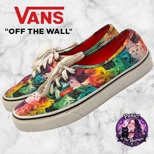 Vans Authentic ASPCA Sneakers Women 8 Rainbow Cat Collage Low Top Shoes Sneakers
